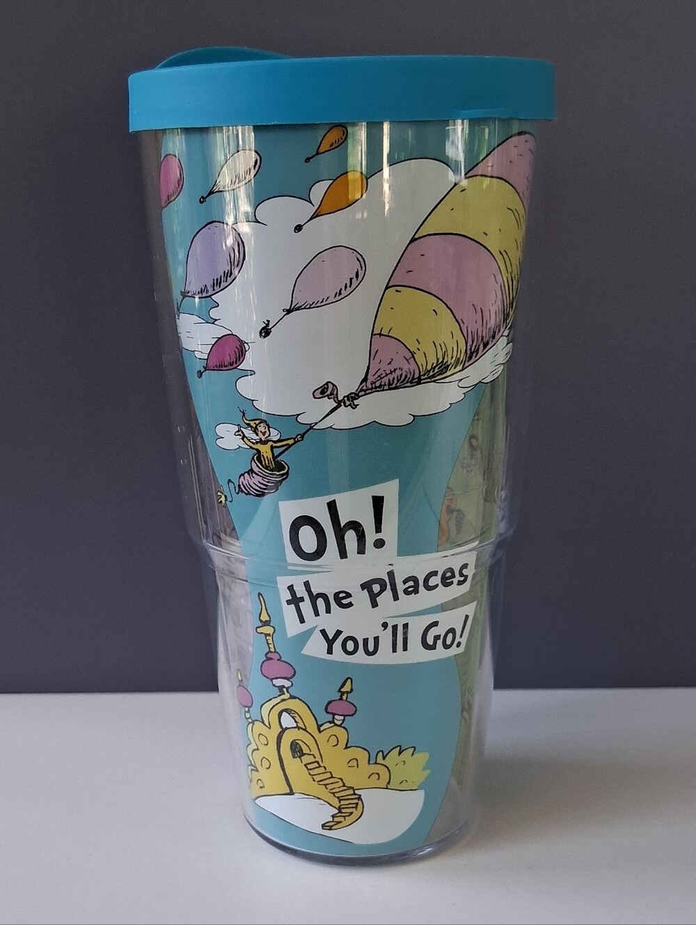 Dr. Seuss Tervis Travel Tumbler with Bright Blue Lid and Artwork